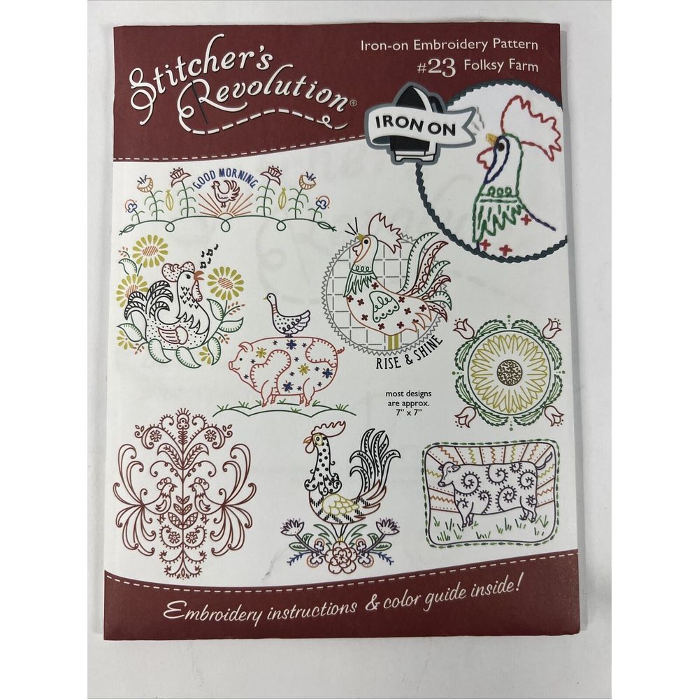 Stitchers Revolution Iron-On Embroidery/Painting Transfers Folksy Farm #23